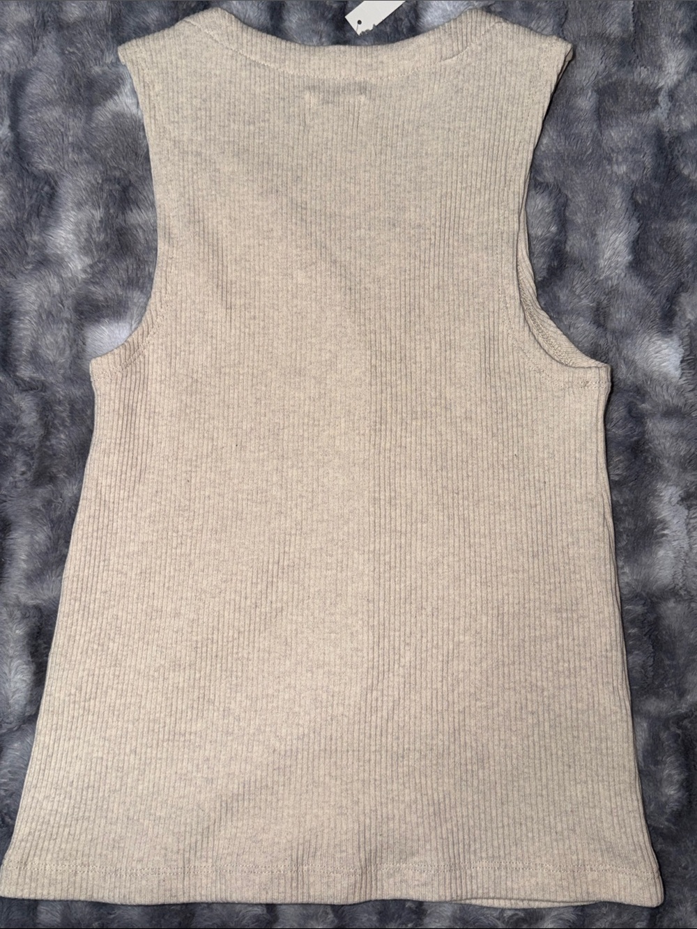 NWT Madewell Beige Ribbed Button Front Vest - Picture 4 of 4